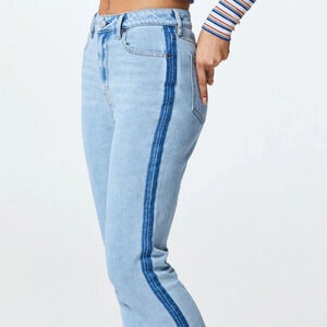 PacSun Mom Jean Side Stripe High Rise Raw Hem Cropped Jean - Size 26
